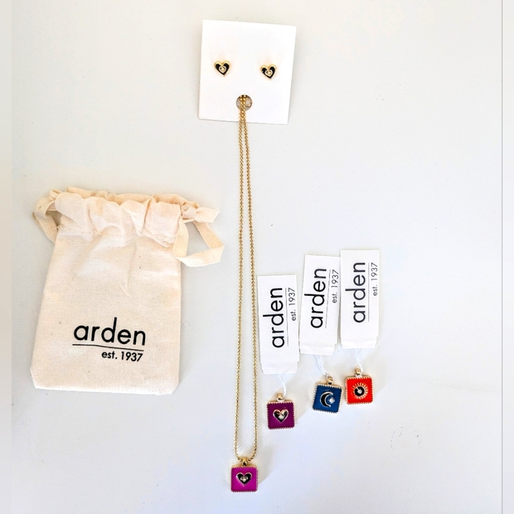 ARDEN  Necklace, extra Charms and Earrings set. Inspirational, Love and Calm